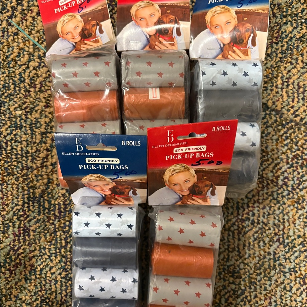 Ellen DeGeneres Starry Pick-Up Bags in Orange and Gray